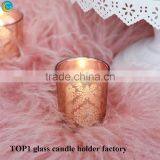 Shower Favors Pink Gold Glass Candle Holder thumbnail-2