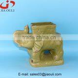 Antique Animal Flower Pot, Ceramic Elephant Planter thumbnail-3