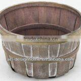 BROWN WASH ROUND BAMBOO CHIP BASKET thumbnail-1
