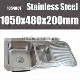 Stainless Steel Double Bowl Kitchen Sink With Right or Left Hand Drainer thumbnail-1