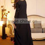 Fashion Designer Winter Front Neck Embroidery Designs For Long Kurtis With Velvet Sleeves Pakistani Style HSD7739 thumbnail-5