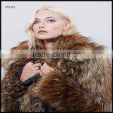 European Style Winter Brown Designer Brand Name Fur Winter Coat thumbnail-4
