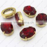 DZ-3002 Wedding Dress Decorative Lead Free Light Siam Oval Crystal Fancy Stone