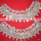 Bridal Silver Crystal Broad Payal ANKLETS Pair Feet Bracelet thumbnail-1