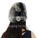 CX-C-240A Winter Hand Knitted Rugby Genuine Rex Rabbit Fur Knit Fur Hat thumbnail-6