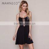 Maxnegio Sexy New Model Girl Black Strapless Beach Dress thumbnail-1