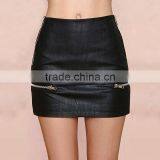 MGOO High Quality Black Twill Mini Plain Skirt For Women Wholesale Silver Zip Fashion Sexy Skirt 15144A108 thumbnail-4