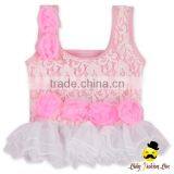 Sweet Children Pink Lace Trim Floral Strap Tutu Dress Top Kids Beach Little Girl Modeling Swimwear Clothes thumbnail-1