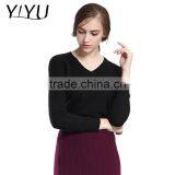 Trend Winter Cashmere Sweater Women Black V-neck Knit Pullover thumbnail-1