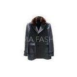 Grey Long Sleeve Wool Long Mens Coats Jackets With Fur on the Neck For Winter thumbnail-1