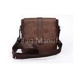 Brown Genuine Leather Shoulder Bag for Man , Nylon Webbing Shoulder Strap