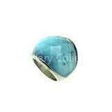 Stainless Steel Bold Synthetic Turquoise Oval Ring R1437 SGS Stainless Steel Finger Rings