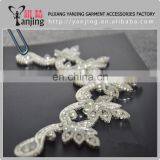 Professional Factory Wholesale White Silver Beaded Crystal Rhinestone Garment Applique Iron-On thumbnail-4