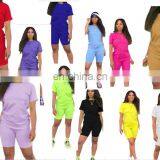 Wholesale Custom Logo 2 Piece Biker Shorts and Crop Top Matching Set Women thumbnail-1