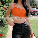 Hot Wholesale Women's Ladies Sexy Irregular One Shoulder Hollow Out Backless Crop Top thumbnail-2