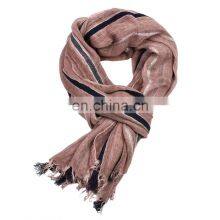 Woman's Scarf Autumn Winter 2021 Cotton and Linen Yarn-dyed Scarf thumbnail-2