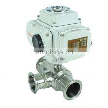 DKV Sanitary Grade 2 Inch 12v 24v 110v Electric Control Tri Clamp 3 Way Electric Ball Valve for Water thumbnail-2