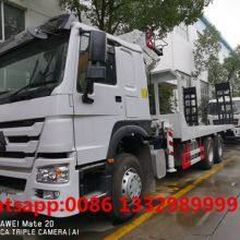 HOT SALE! Cheapest Price SINO TRUK HOWO 6*4 RHD 14tons Flatbed Truck With Knuckle Crane Boom for Sale thumbnail-2