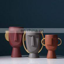 Nordic INS Style Figurines Frosted Creative Face Design Model Home Room Flowers Decorative Ornament Abstract Ceramic Vase thumbnail-4