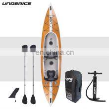 OEM ODM Drop Stitch Kayak 2 Person Wood Grain Kayak Two Valves Without Tube for Adult Unisex