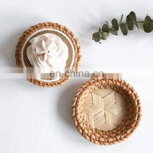 Handcrafted Boho Bamboo Mixed Rattan Woven Coasters thumbnail-1