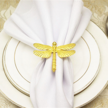 Newest Metal Alloy Dragonfly Napkin Rings Gold and Silver Color for Table Decoration Table Buckle thumbnail-5