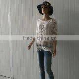 2016 Ladies Tops Hot/embroidery Lace Sleeve Jacket Cotton Lace Fabric Hollow Out Vest thumbnail-6