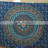 Gypsy Blue Cotton Tapestry Tribal Mandala Beach Cover Throw Hanging Bedsheets From India thumbnail-2