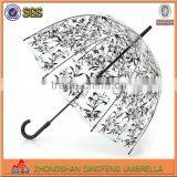 Adult Size Silk Screen Printing Clear POE Transparent Umbrella