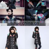 Wholesale Fashion Women Down Winter Long Coats with fur hood