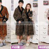 2015 New Design Coral Fleece Sexy Leopard Bathrobe