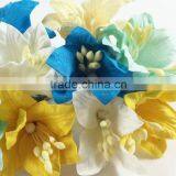 Lily Yellow Blue Handmade Mulberry Paper Flower, Wedding Party, Scrap-booking Crafts, Wholesale thumbnail-1