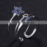 Synthetic Blue Gemstone Setting Open Ring New Design Ladies Finger Ring thumbnail-3