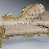 French Chaise Lounge Sofa Gold Leaf Solid Mahogany Wood Carved CLS03 thumbnail-1