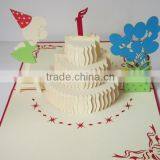 Little girl with birthday cake 3d hand made greeting card