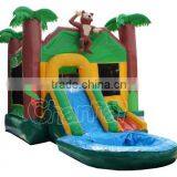 Jungle Inflatable Bouncy Castle, Custom Jumping Castle With Water Slide Quality Choice