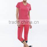 Soft Jersey Short Sleeve and Capris Yoga Wear Women Wholesale Yoga Wear thumbnail-5