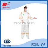 Adhesive flap TYPE4/5/6 55g Non-woven PP protective reflective safety coverall with CE FDA approval