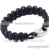 High Quality Stainless Steel Clasp Braided Leather Bracelets for Women