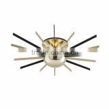 0816-29 Stainless Steel Strip Atomic Semi Flush Ceiling Light