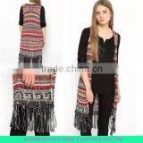 Women's Knitted Sweater Vest, Cardigan Sleeveless Sweater Vest With Fringe thumbnail-1