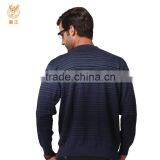 Men Round Neck Cashmere Modern Knitting Sweater, Plain Grey Striated Cashmere Sweater thumbnail-2