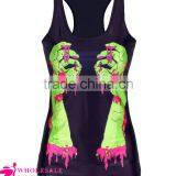 Black Summer Printing Mechanical Owl on the Moon Background Tank Tops for Women thumbnail-6