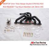 MERTOP 3mm Thick Black Coated Niss** Skyline GTR R32 R33 R34 RB26DET RB26 T4 TWIN TOP MOUNT Manifold +38mm Wastegate thumbnail-1