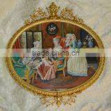 European Luxury Gilt Bronze Framed With Handmade Ceramic Decorative Oil Art Painting thumbnail-3