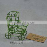 Handmade Metal Wire Miniature Baby Carriage Basket thumbnail-3