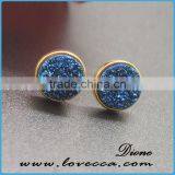 S925 String Silver Gold Plated Agate Druzy Earrings ,pave Druzy Earring thumbnail-6