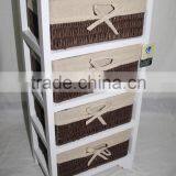 Wooden Storage Cabinet With 4 Paper String Drawers For Bedroom Furniture thumbnail-1