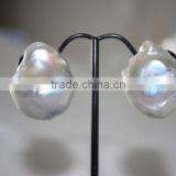 10-12mm White Baroque Edison Pearl Earing thumbnail-2