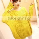 OEM ladies fashion O-neck woman pullover knit sweater